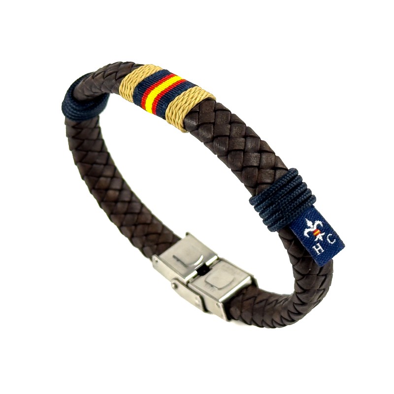 PULSERA MENORCA PIEL MARRÓN Y CN AZUL MARINO